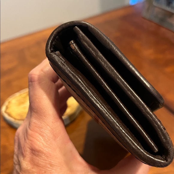 Burberry Beige  Check Continental  Coated Canvas Wallet / Chocolate Brown Trim - Picture 5 of 14